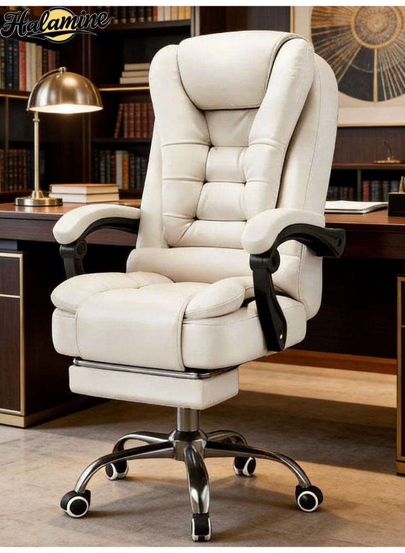 Halamine Ergonomic Office Chair with Footrest，  Beige - Image 1